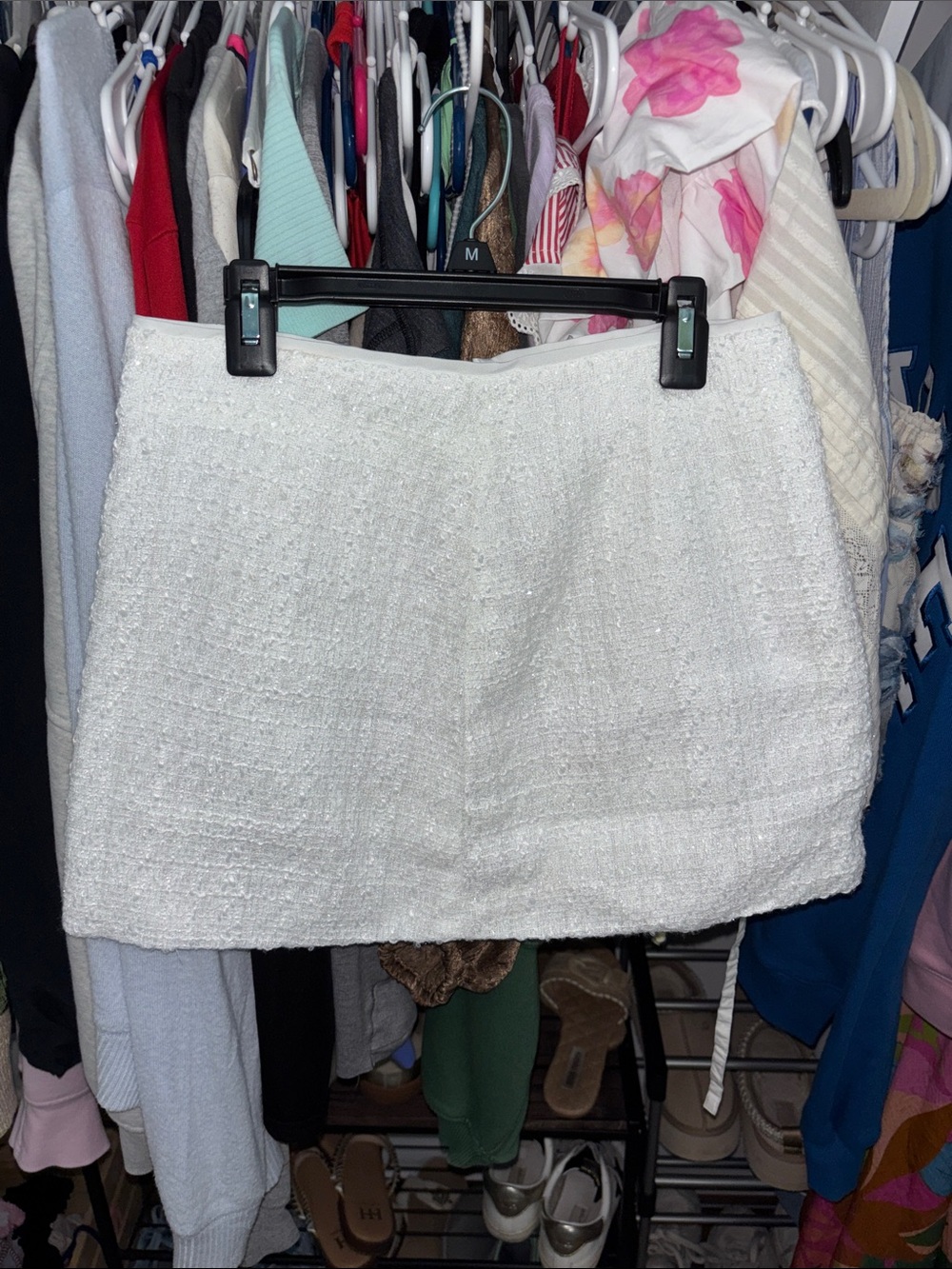 SHEIN White Tweed Mini Skirt - Textured A-Line